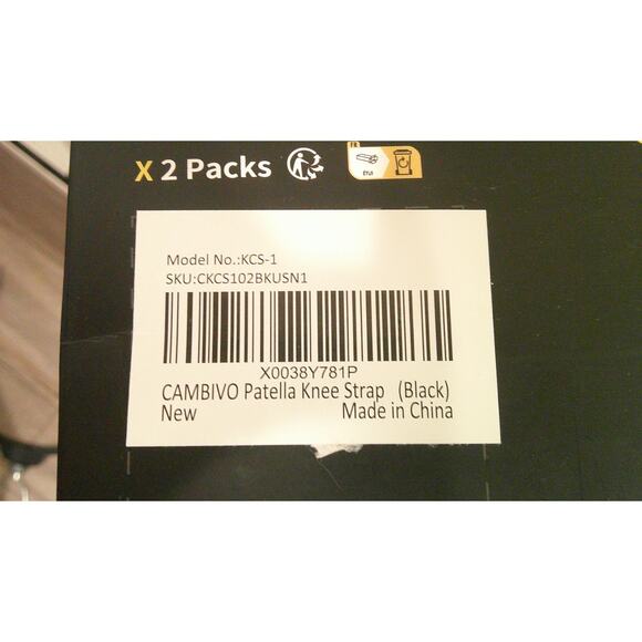 CAMBIVO KCS-1 Patella Knee Support Strap Black 2-Pack NEW - Picture 4 of 5